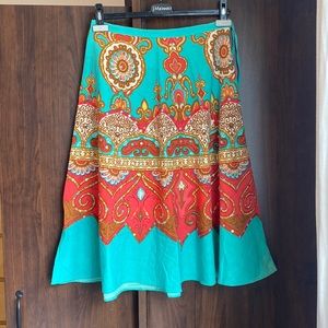 Boho chic teal skirt